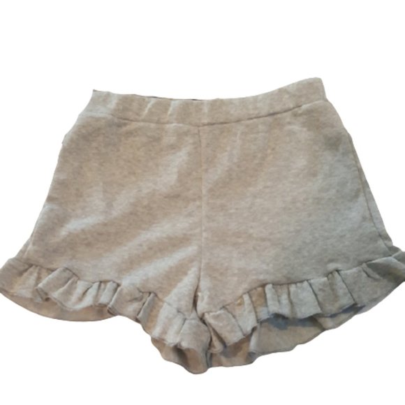 Grey Jogger Shorts w Ruffle Hem - Picture 3 of 7